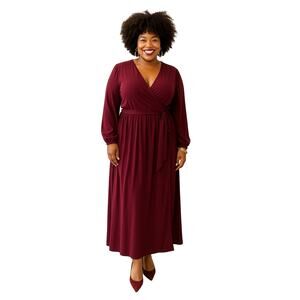 Ricarica‎ Size 1X Merlot Evening Long Dress